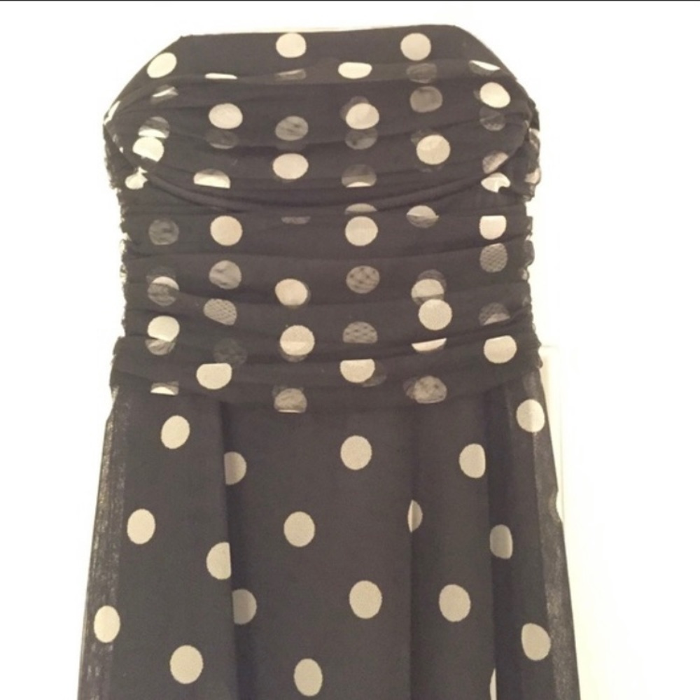 BCBG POLKA DOT STRAPLESS TULLE DRESS